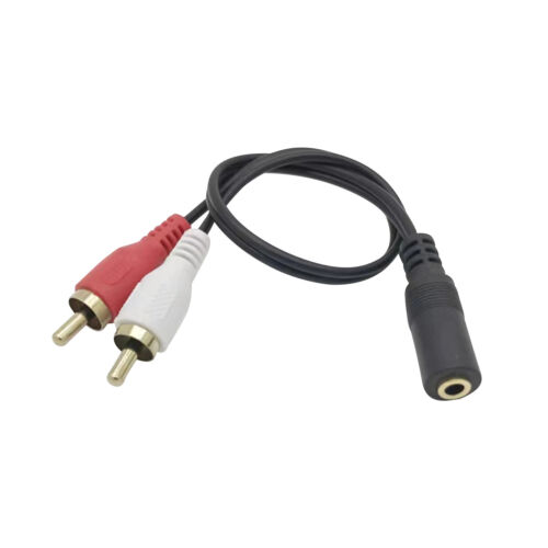 3.5mm 1/8" Female Mini Jack To 2 Male RCA Plug Adapter Convertor Audio Y Cable - Picture 2 of 5