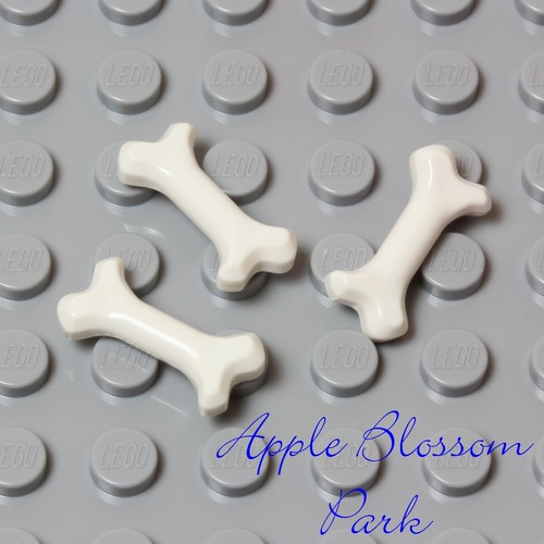 NEW Lego Lot/3 Minifig SHORT WHITE BONES Dog Animal Minifigure Pet Food Bone Set - Picture 2 of 3