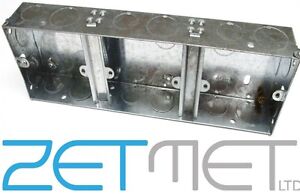 box triple electrical metal pattress socket 35mm gang switch