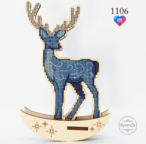 DIY Cross stitch kit on wood "Silver Hoof" 5.1x3.7 in / 13.0x9.5 cm - Picture 1 of 8