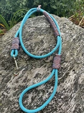Hand made 5 ft rope dog leash with grip zone