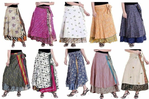 30 Stck. Indische Vintage Seidenröcke Damen Tücher Gypsy Hippie Sari Bohemian - Bild 6 von 15