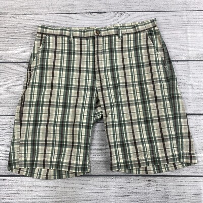Axis Plaid Khaki Shorts Men Size 36 100% Cotton Light Weight Casual Shorts