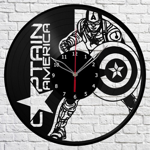 Reloj de Vinilo Capitán América Reloj de Pared Arte Único Disco de Vinilo Reloj de Pared 1064  - Imagen 1 de 12
