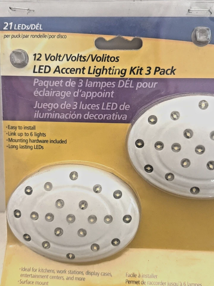 NEW WESTEK 12 VOLT LED ACCENT LIGHTING KIT -3 PACK WHITE 21 LEDS PER PUCK - Image 4 of 4