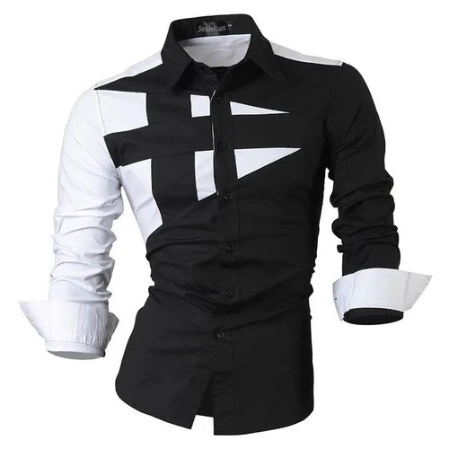 Men's Dress Shirts Casual Stylish Long Sleeve Designer Button Jacquard Blouse - Picture 14 of 37