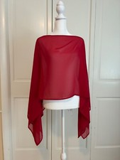 wine red chiffon shawl wedding bridal wrap cape bolero one size