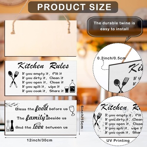 2 Pieces Kitchen Rules Wall Decor Rustic Modern Farmhouse Kitchen Rules Wall ... - Bild 2 von 4