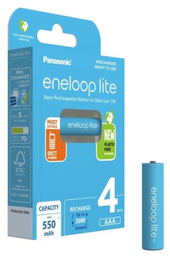4 Panasonic eneloop Lite AAA Batteries Eco Rechargeable 550mAh 4BL HR03 1.2V New - Bild 3 von 5