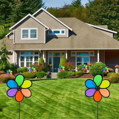 Kinetische Blumen Wind Spinner 9,4" - Bunt Regenbogen Garten Dekoration (4er Pack) - Bild 11 von 11