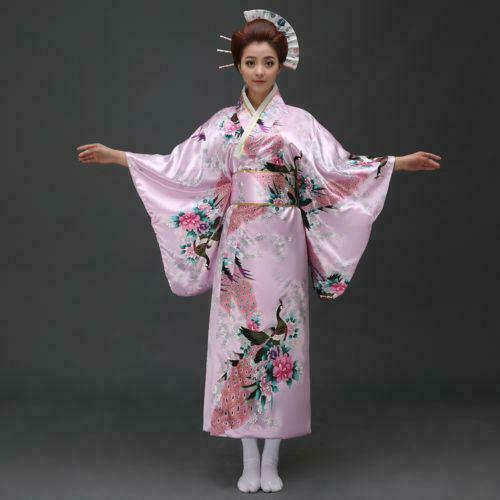 New Stock Retro Oriental Japanese Yukata Kimono Obi Cosplay Robe Geisha Dress UK - Picture 5 of 22