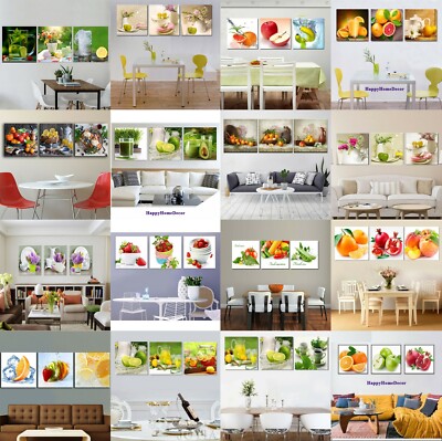 Healthy Fruits Painting Delicious Kitchen Poster Wall Art Decor 3pc Canvas Print Healthy Fruits Painting Delicious Kitchen Poster Wall Art Decor 3pc Canvas Print