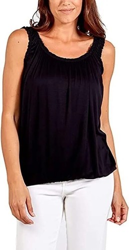 Ladies Jersey Bubble Vest Women Ruched Stretch Elastic Neck Hem Balloon Top - Picture 13 of 22