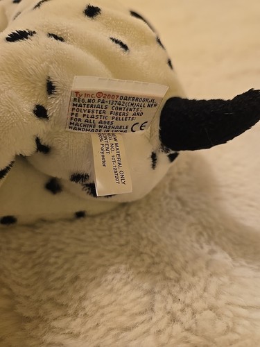 Ty Pluffies Dotters the Dalmatian Plush Puppy Dog Black Spots 2007 Fast Shipping - Picture 9 of 9