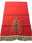 PIER 1 IMPORTS Christmas Tree Tea Dish Towel Gold Star Ruffle Polka Dots 17x28