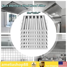 6PCS 19.5"x15.5" Stainless Steel Hood Grease Commercial Exhaust Filter Baffle