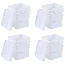 Idotry 4X Plastic Bucket Pail w/ Handle & Lid 3 Gallon Food Grade Freezer Safe
