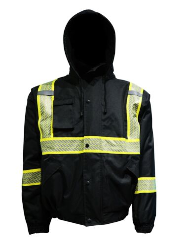 Hi-Vis Insulated Safety Bomber Reflective Class 3 Winter Jacket Warm Lined Coat - Picture 24 of 24