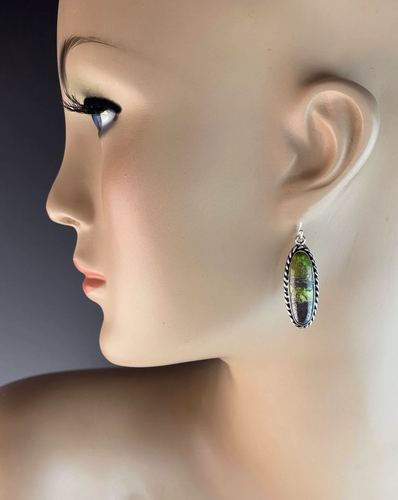 Pendientes artesanales de ley y gaspeita - Imagen 3 de 5