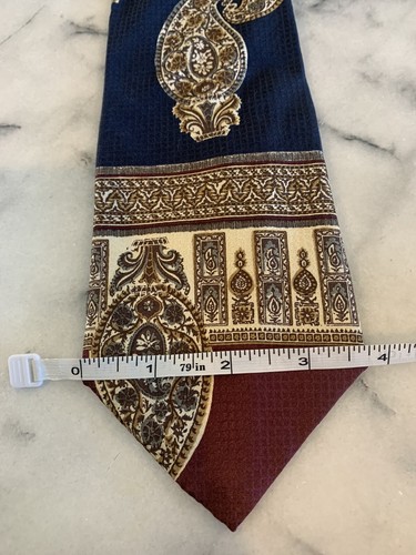 Cellini Uomo 100% Silk Paisley Striped Tie Made In USA - Picture 3 of 5