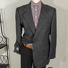 JOS A BANK Men's Sport Coat Blazer Two Button Charcoal Houndstooth Wool 44L