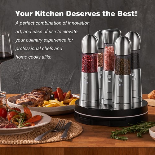 5-in-1 Wireless Rechargeable Charging Electric Salt and Pepper Grinder Set - Picture 7 of 7