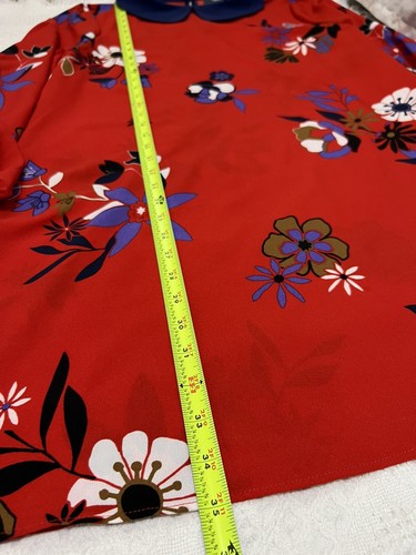 ModCloth Red Floral Shift Dress Peter Pan Collar Size Large - Picture 10 of 10