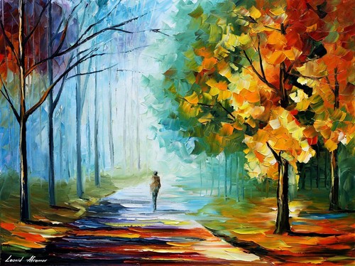 Leonid Afremov SOLO EN LA NIEBLA 30""x24"" EDICIÓN LIMITADA GICLEE ORIGINAL - Imagen 2 de 10