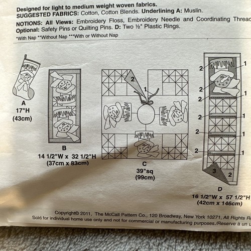 McCalls 6454 Sewing Pattern Snowman Christmas Holiday Decor Stocking Skirt DIY - Picture 5 of 8