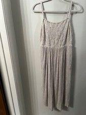 Old Navy Women’s Cami MIDI Length Dress Offwhite & Grey Striped Lined Pkts Small