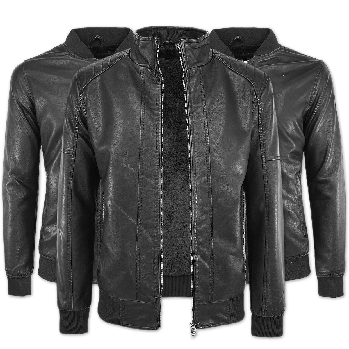 Giubbotto Pelle Uomo, Leggera Sottile Con Tasca Sulle Maniche Giubbotto Bomber Giaccone Giacca Chiodo Pelle Biker Motociclista Giacca Pelle Uomo Primavera Giacca Bomber Giacca Uomo Elegante - Foto 4