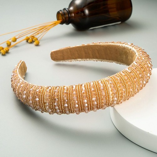 Headband Padded Head Crown Women's Crystal Beaded Hairband Baroque Embellished - Picture 19 of 24