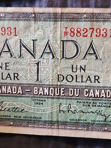 1969 Trip To Canada Two 1954 Canada 1 Dollar world Banknotes Round up motel. - Picture 3 of 7