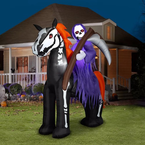 HALLOWEEN 10' GEMMY CORTOCIRCUITO ANIMADO GRIM REAPER CABALLO Inflable soplado por aire - Imagen 2 de 3