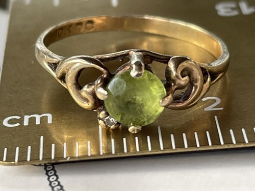 10 Karat Gelbgold Ring Peridot Stein & 1 kleiner Diamant - 1,30 g - Bild 9 von 9