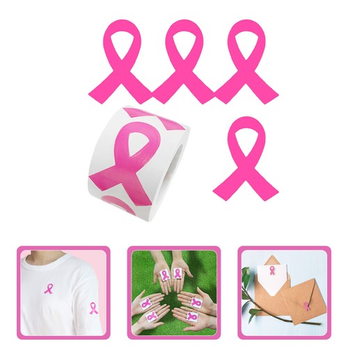 320 Pcs Pink Cancer Ribbon Stickers Domestic Violence Awareness Bottle Bright - Picture 4 of 12