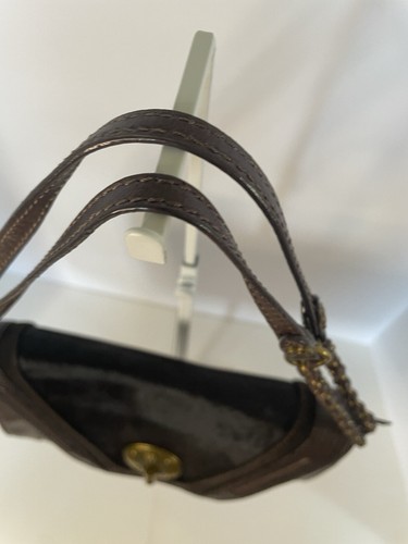 Elliott Lucca Cordoba Clutch Brow Leather Hide Turnlock Shoulder Bag CrossBody - Picture 4 of 12