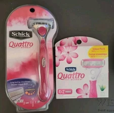 Schick Quattro for Women 1 Razor Handle + 8 Razor Blade Refill Cartridges