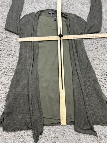 Eileen Fisher Sweater Vest Women PM Medium Olive Green Hemp Cardigan Silk 2pc - Picture 7 of 14