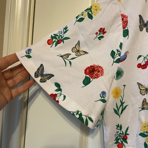 Neu mit Etikett Ann Taylor Schmetterling T-Shirt Top botanischer Druck Papagei Blumen Größe S NEU!! - Bild 6 von 12