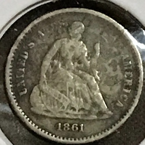 U.S. Sitzender halber Groschen sehr schöne Details schwere Korrosion 1861