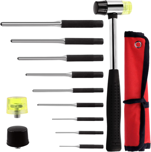 12Pz Roll Pin Punch Tools Set con Martello Acciaio Pin Rimozione Kit di Riparazione per Aut - Foto 9 di 12
