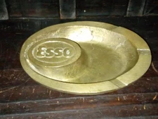 VINTAGE OLD VERY RARE ESSO  ARGENTINA SOLID BRONZE ASHTRAY ADVERTISING 616 GRAMS