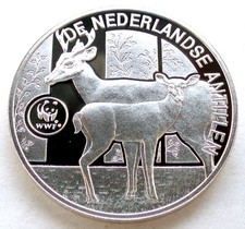 NETHERLANDS ANTILLES 25 GULDEN 1998 KM#44 BU Silver Proof In Box With COA. B9