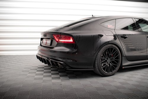 Attacco Posteriore Flaps Diffusore per AUDI A7 S-LINE C7 Nero Lucido - Foto 1 di 4
