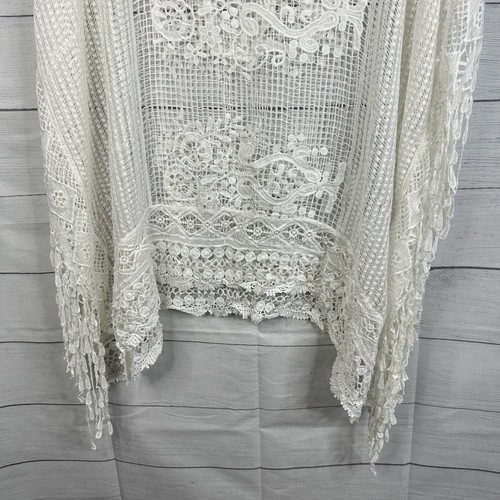 Womens size XL One Size Kimono Bohemian Crochet Lace Boho Coverup Festival White - Picture 6 of 7
