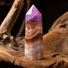 Amethyst Lace Agate Healing Crystal Tower Point Wands Reiki Obelisk Mineral Rock