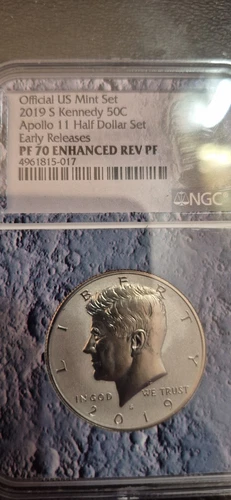 2019-S Kennedy Silver Apollo 11 Proof 70 Enhanced Rev.proof