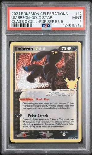 2021 POKEMON CELEBRATIONS CLASSIC COLL #17 UMBREON-GOLD STAR PSA 9