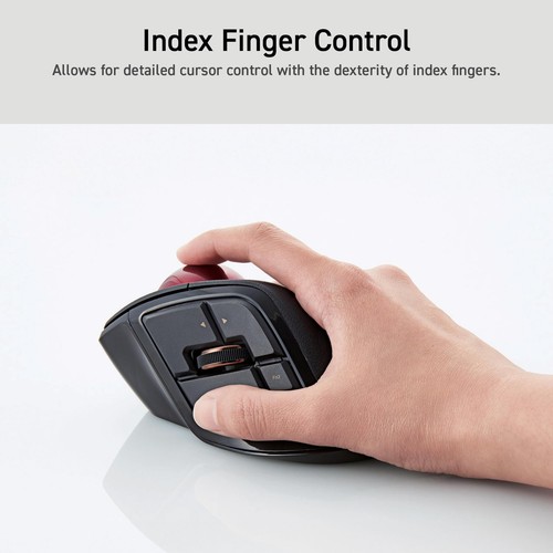 ELECOM DEFT PRO Trackball Mouse Optical 8 Buttons DPI Switch Black Red - Picture 3 of 9